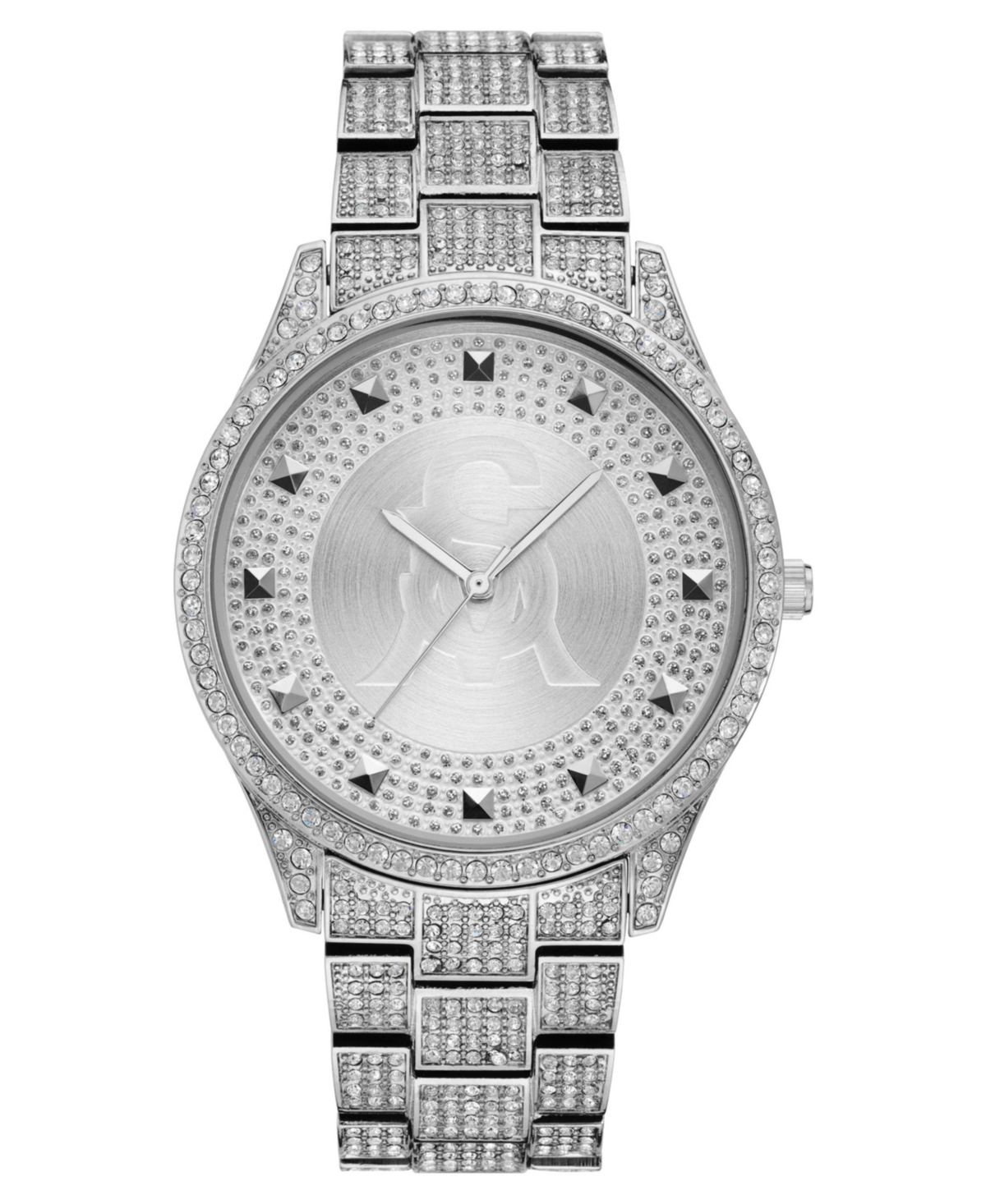 Steve Madden Women's Silver-tone Metal Bracelet And Accented With Clear Crystals Watch, 40mm