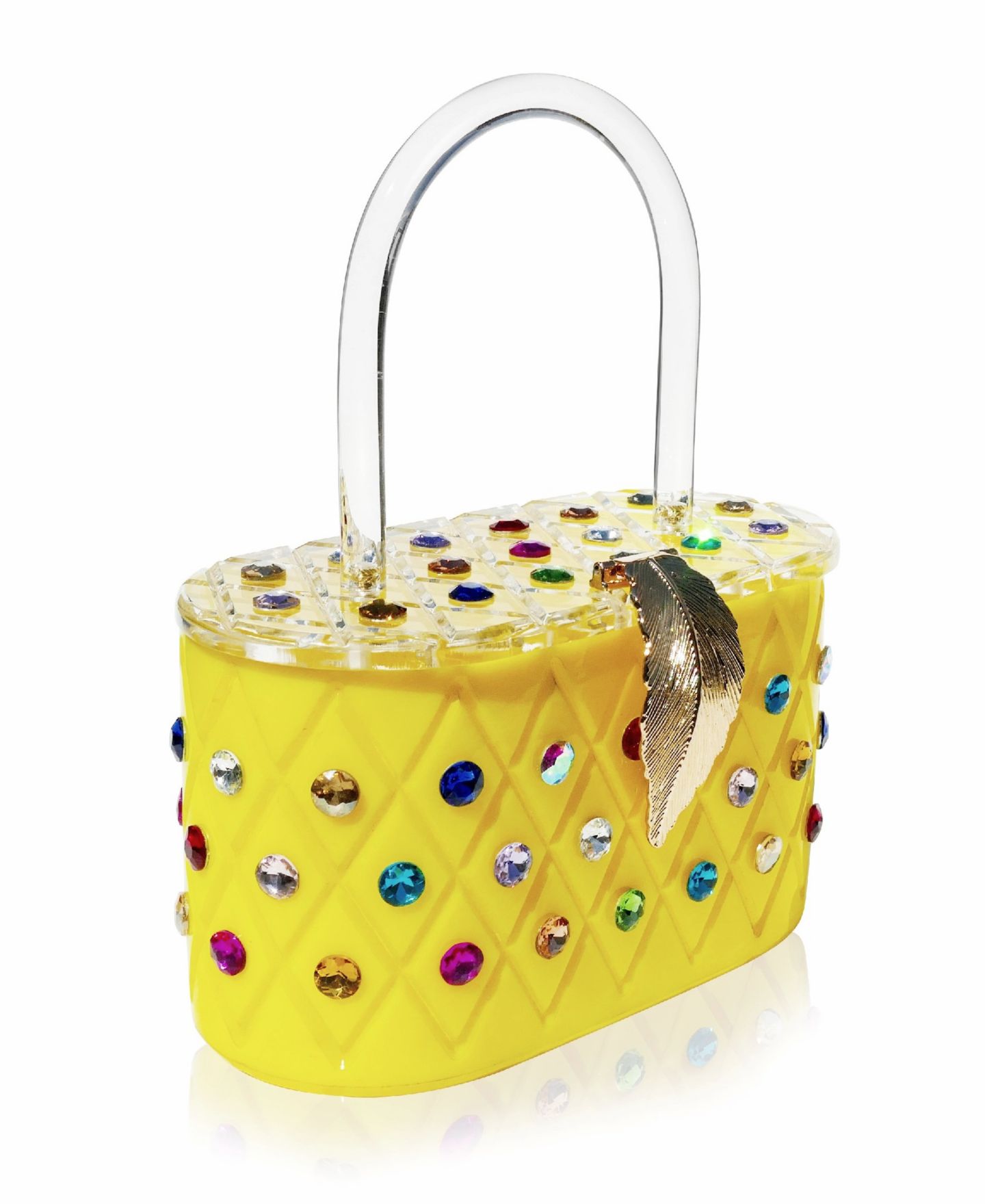 Женский клатч Milanblocks Top Handle Acrylic Box Clutch, цвет: Жёлтый — фото 2