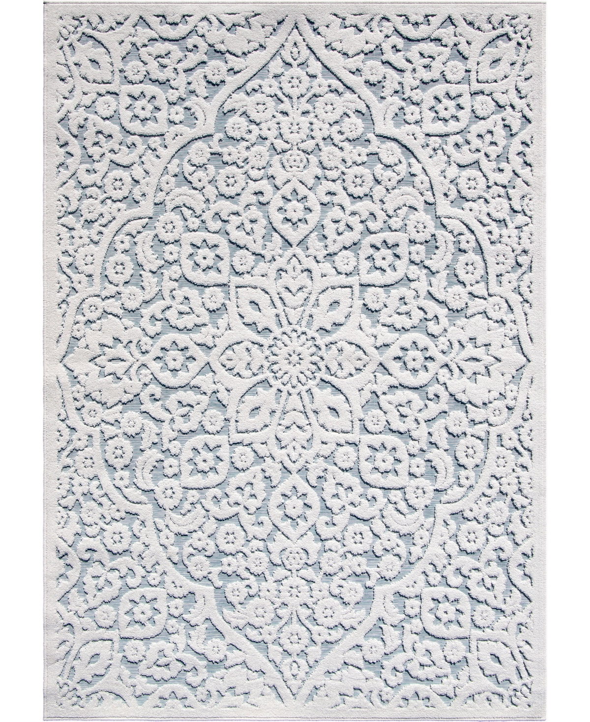 Edgewater Living Prima Loop PRL07 7'9in x 10'10in Outdoor Area Rug - White Mist