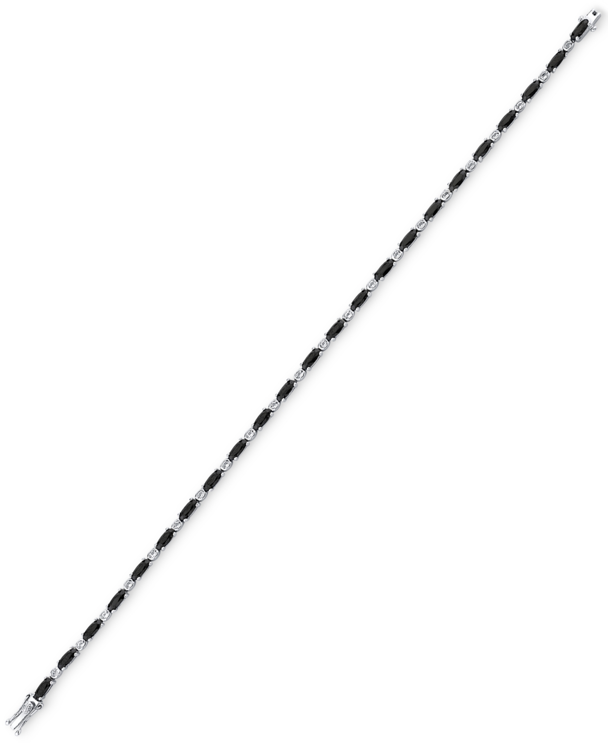 Onyx & White Topaz (7/8 ct. t.w.) Link Bracelet in Sterling- Silver