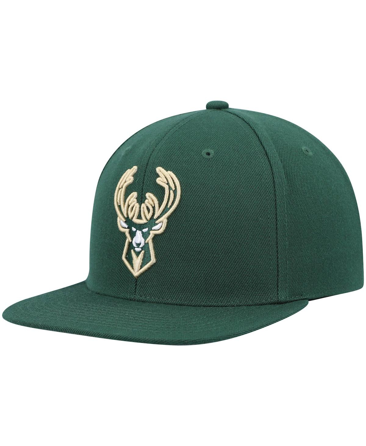 Mitchell & Ness Men's  Hunter Green Milwaukee Bucks Ground 2.0 Snapback Hat
