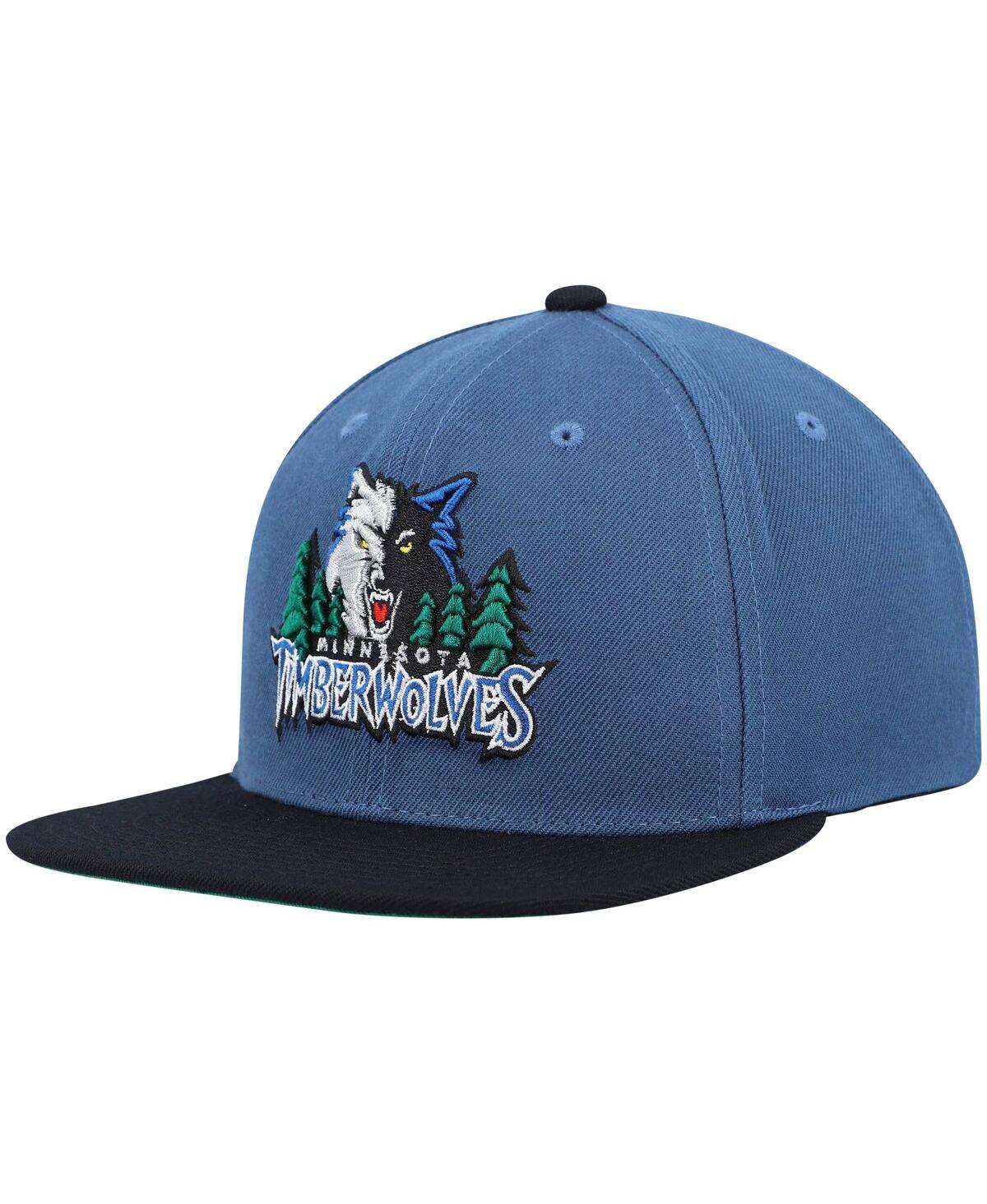 Shop Mitchell & Ness Men's  Blue And Black Minnesota Timberwolves Hardwood Classics Team Two-tone 2.0 Snap In Blue,black