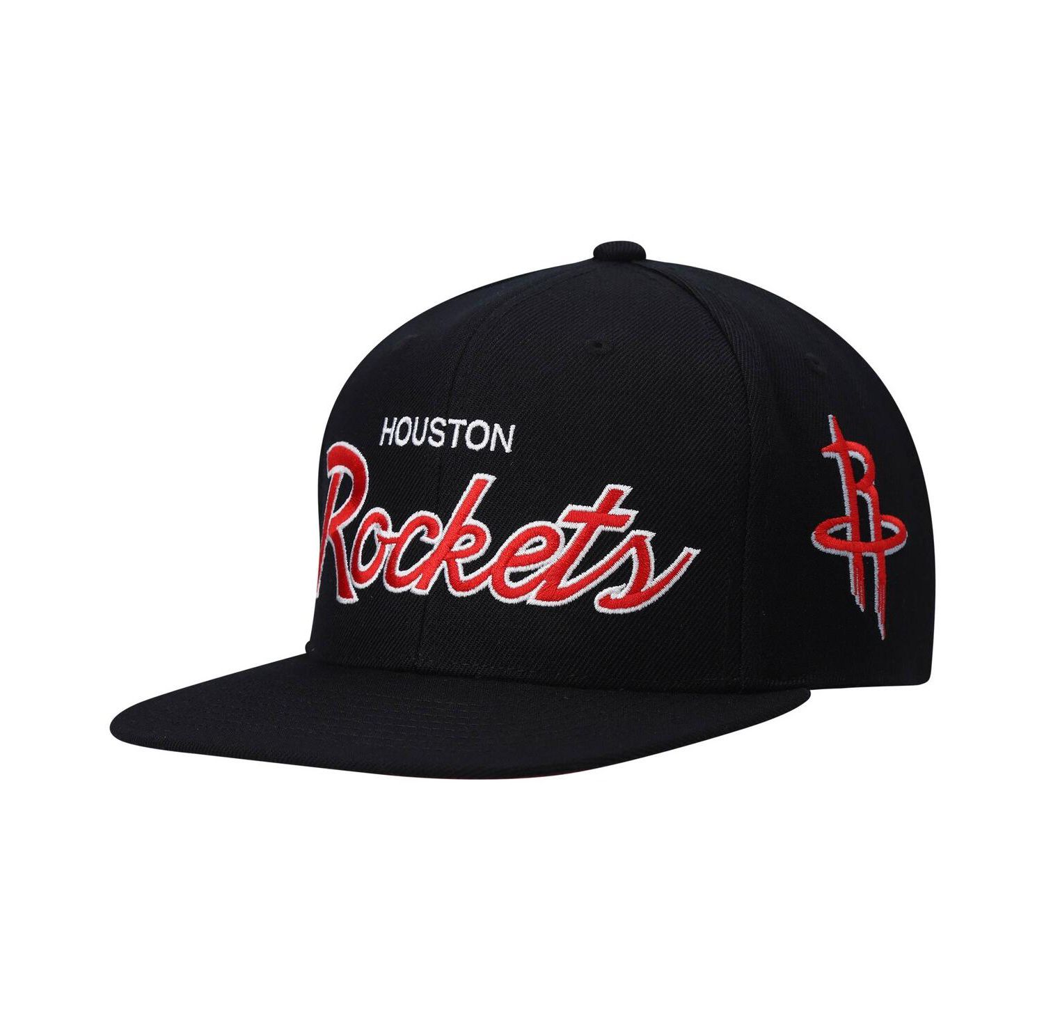 Men's Black Houston Rockets Hardwood Classics Script 2.0 Snapback Hat