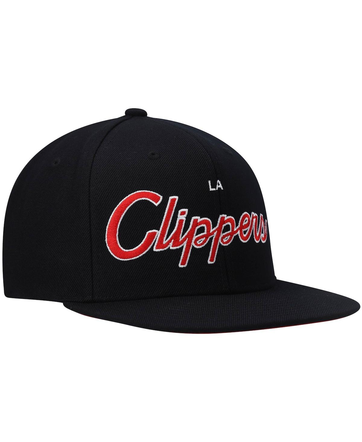 Shop Mitchell & Ness Men's  Black La Clippers Hardwood Classics Script 2.0 Snapback Hat