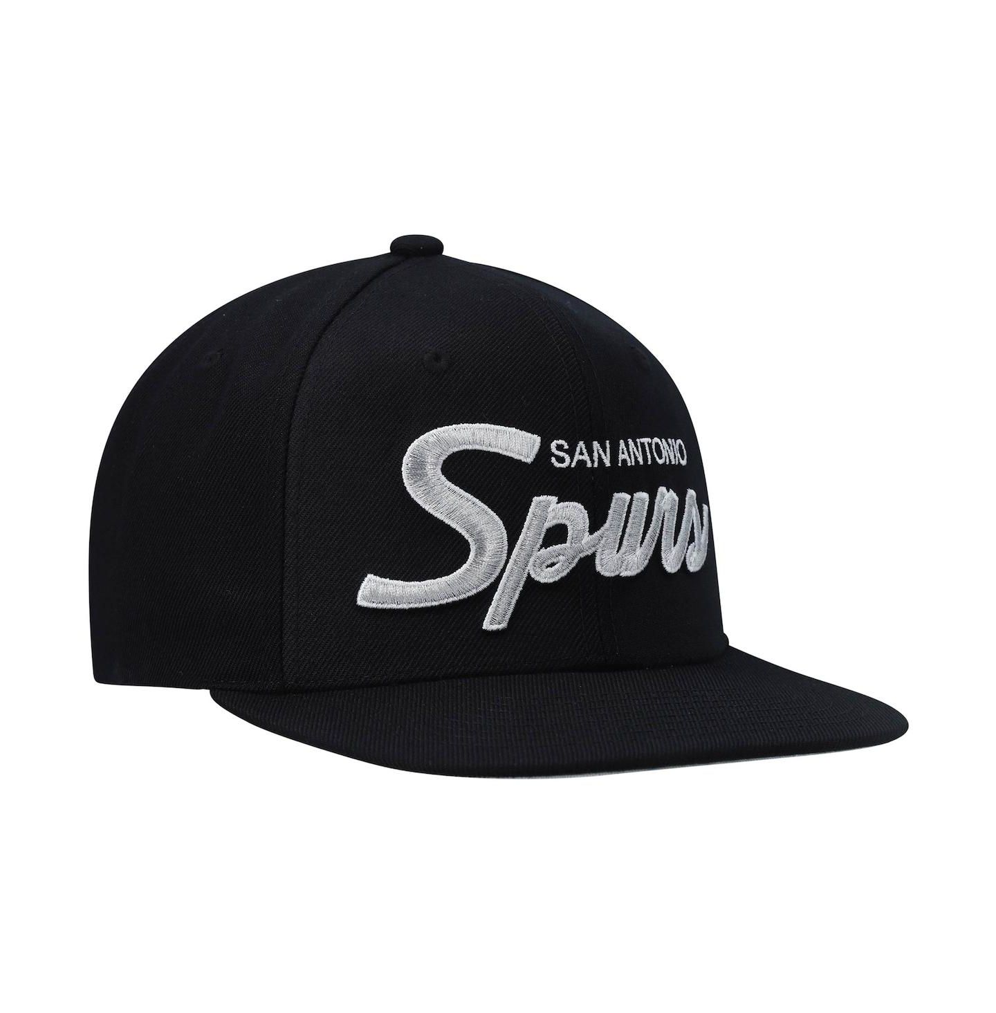 Мужская кепка Mitchell & Ness Black San Antonio Spurs Hardwood Classics Script 2.0 Snapback Hat — фото 4