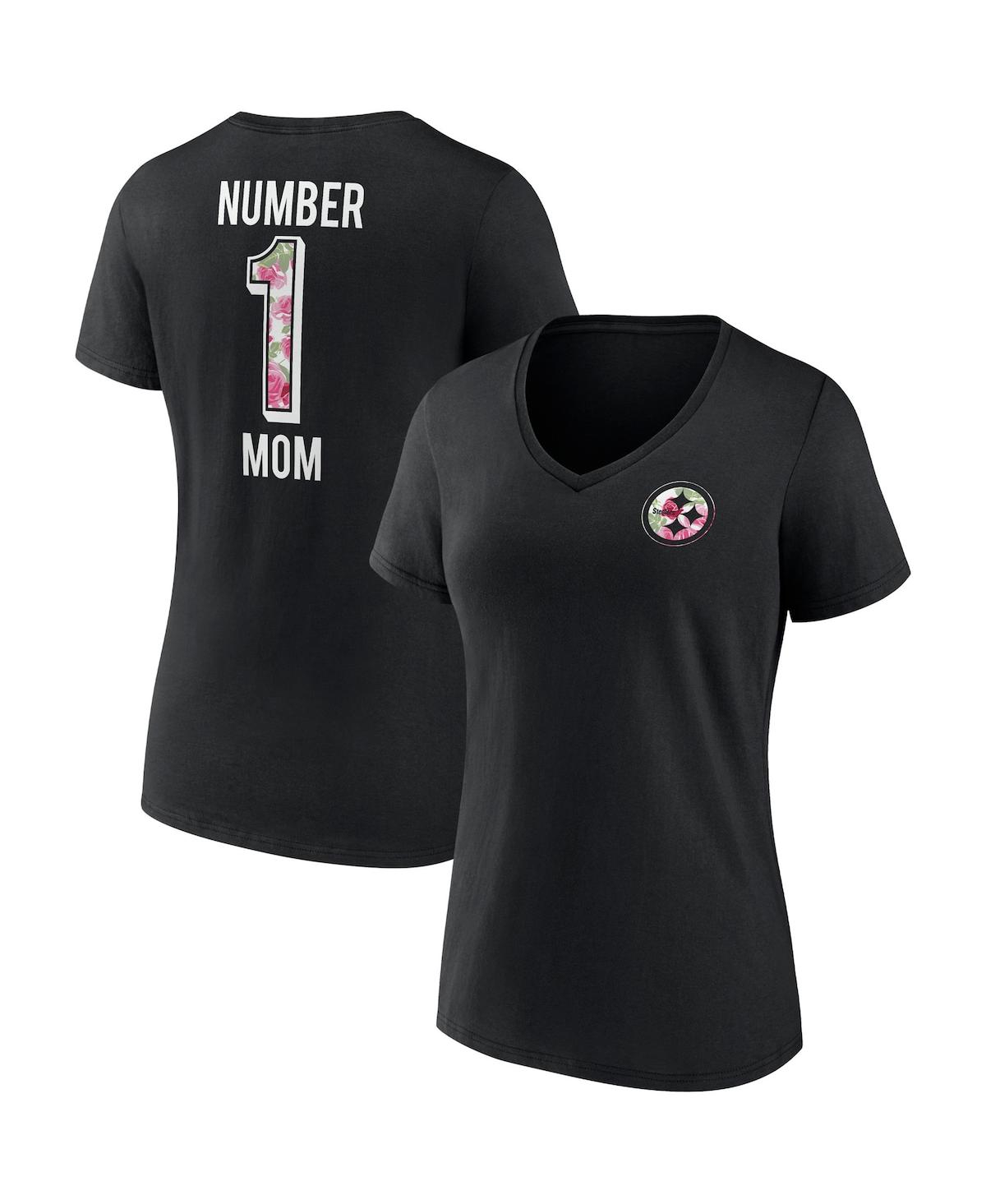 Shop Fanatics Women's  Black Pittsburgh Steelers Team Mother's Day V-neck T-shirt