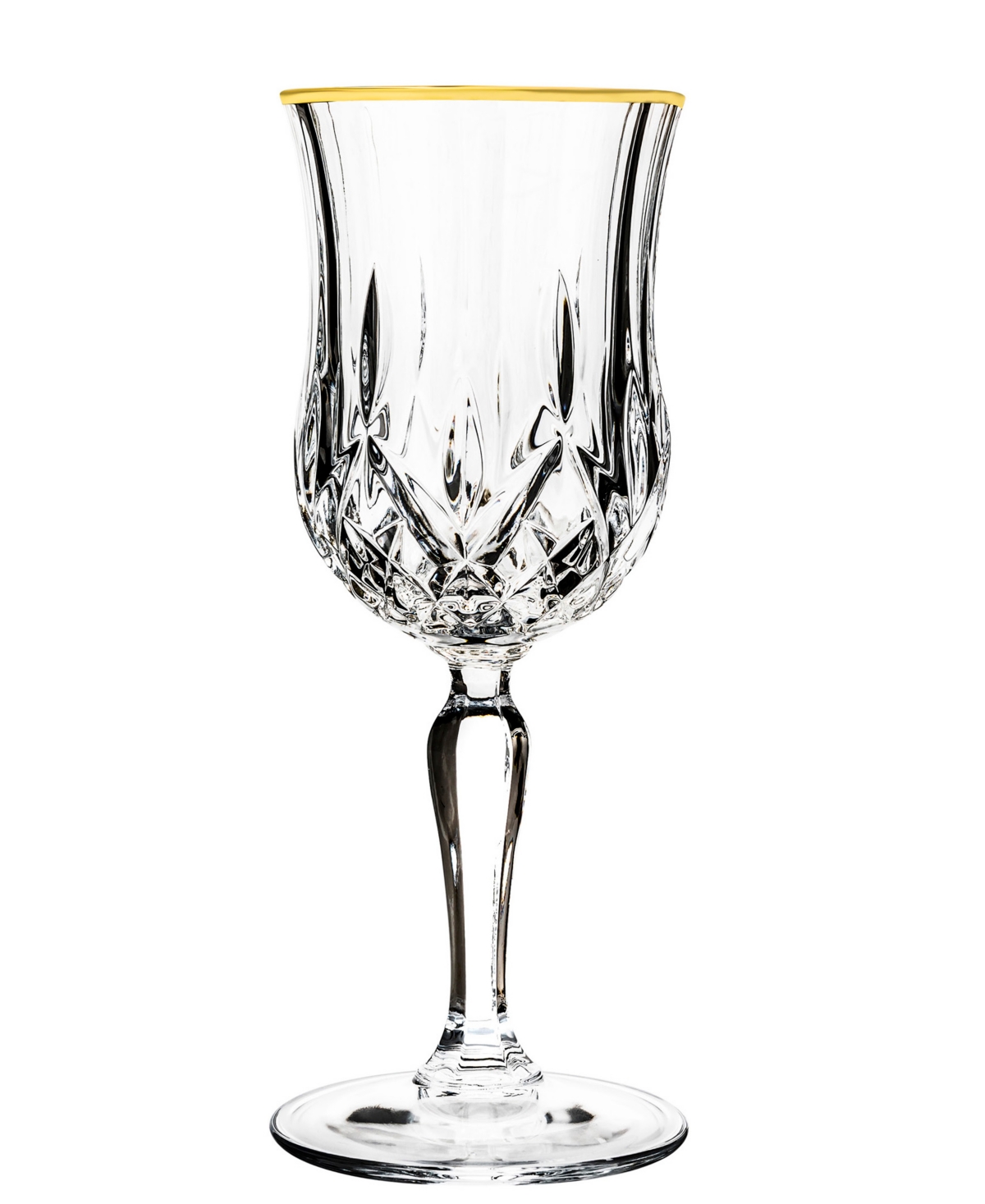 Opera Gold Collection 4 Piece Crystal Wine Glass with Gold Rim Set - Gold-Tone
