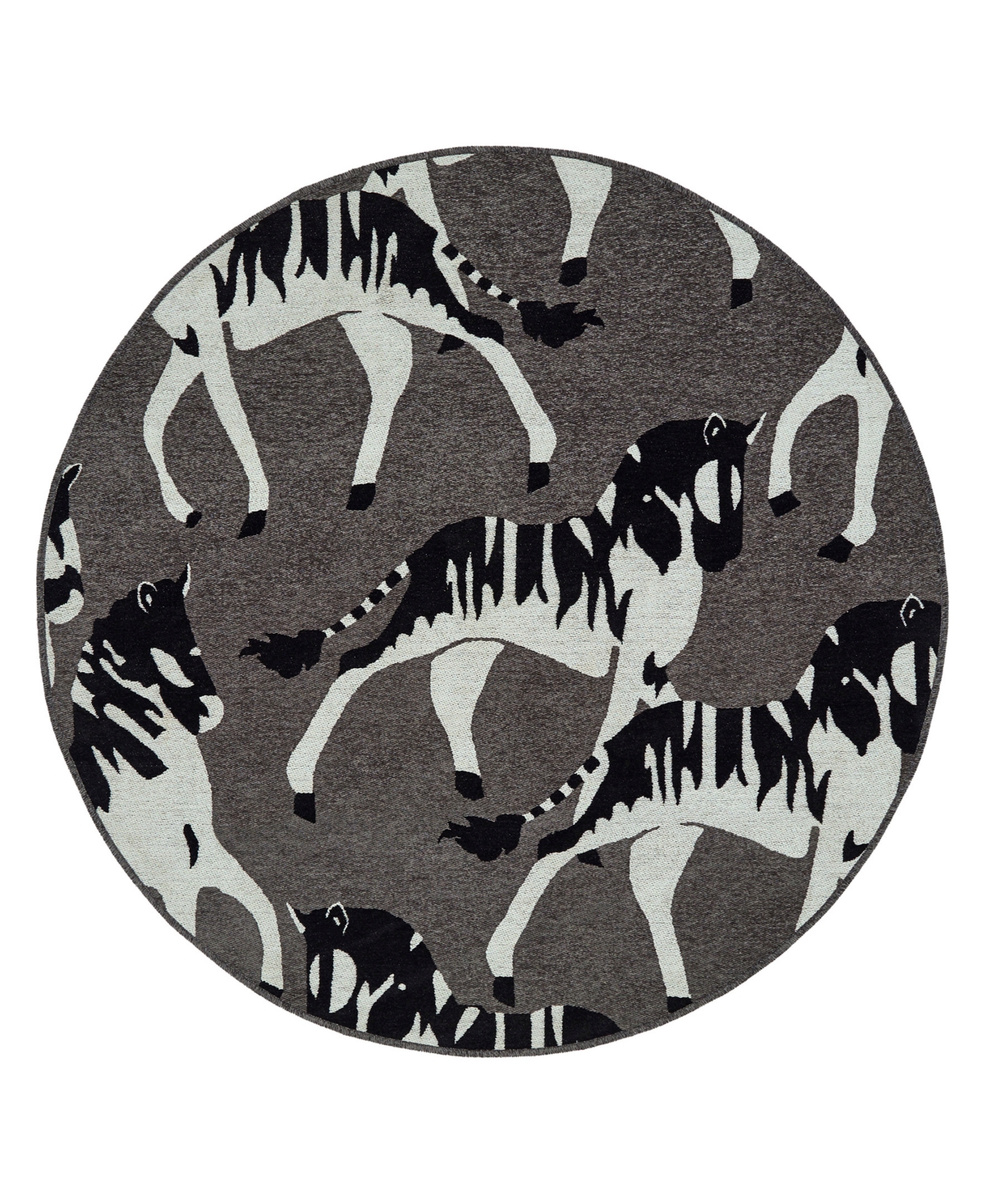 Hilary Farr Forever Fauna Hfa02-38 5' X 5' Round Area Rug In Charcoal