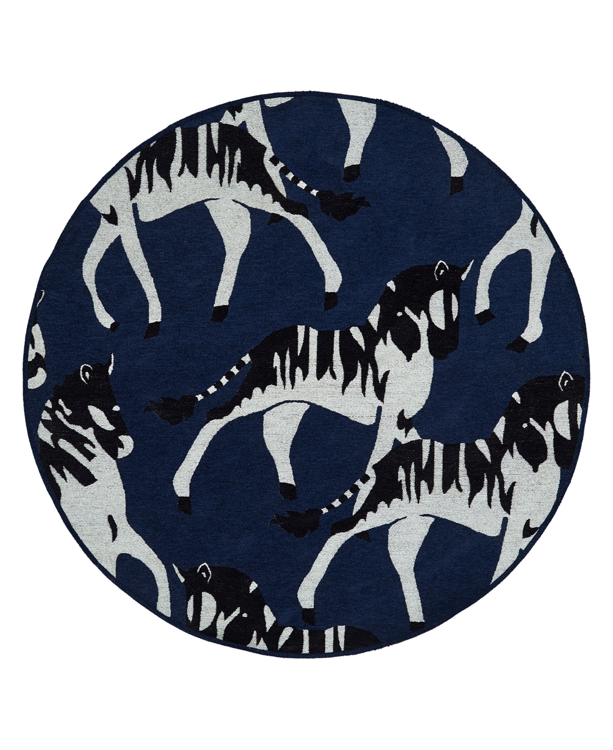 Hilary Farr Forever Fauna Hfa02-38 5' X 5' Round Area Rug In Navy
