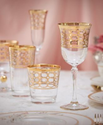 4 Piece Infinity Gold Ring White Wine Goblet Set