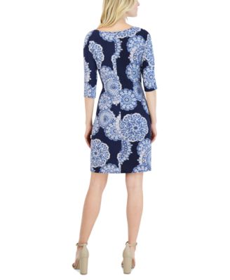 Robbie Bee Women's Printed Side-Knot Dress - Macy's