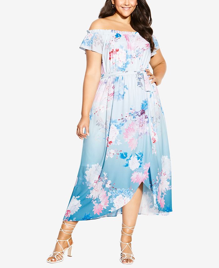 City Chic Trendy Plus Size Tsubaki Floral Maxi Dress - Macy's