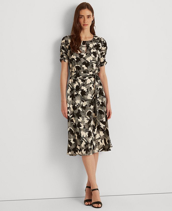 Ralph lauren ruched crepe dress hot sale