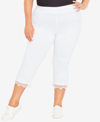 White Capris Women's Plus Size Pants 