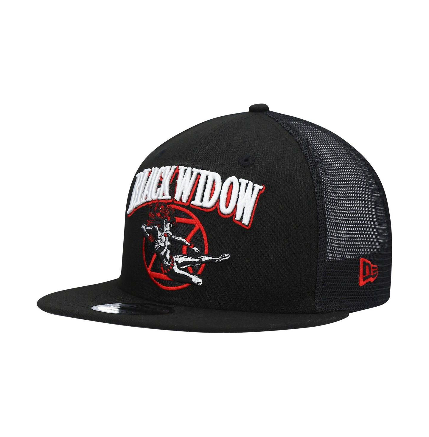 Мужская кепка New Era Black Black Widow Retro Meshback 9FIFTY Snapback Hat — фото 1