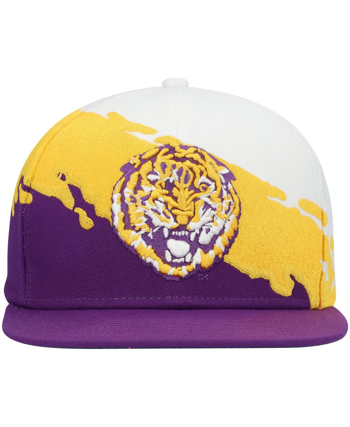 Men's Mitchell & Nessand White Lsu Tigers Paintbrush Snapback Hat - Purple, White