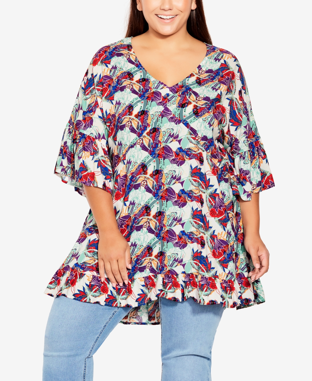 Shop Avenue Plus Size Harper Tunic Top In Abstract