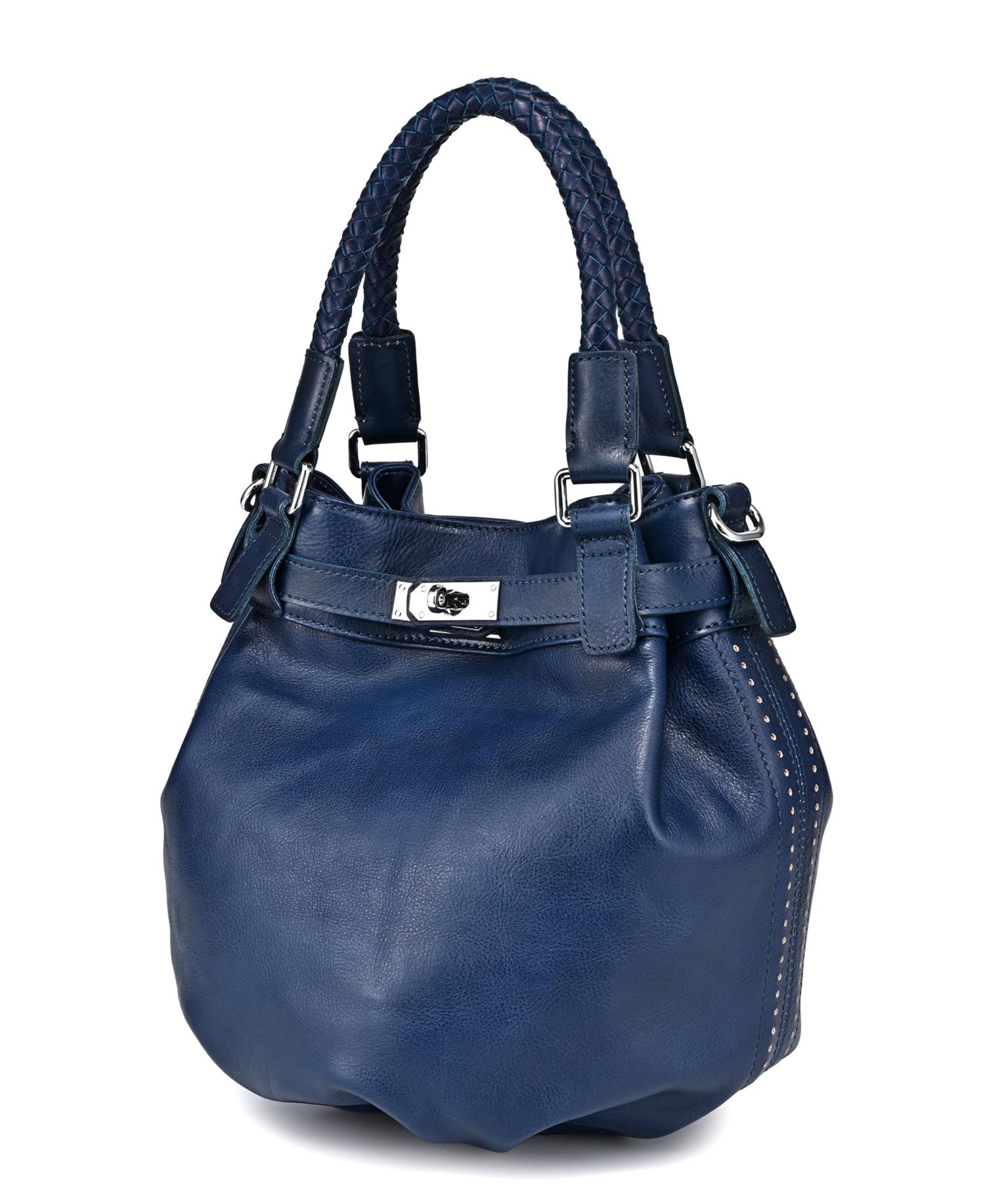 Pumpkin Small Leather Crossbody Bucket Bag