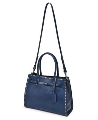 Westland Large Studded Leather Satchel Bag