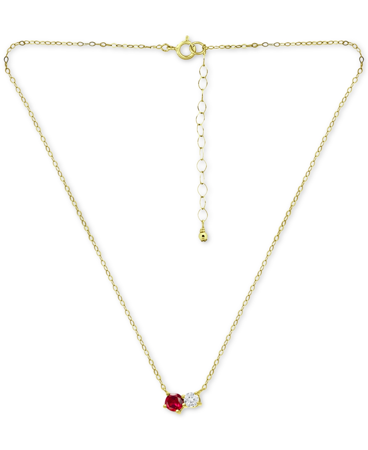 Giani Bernini Lab-Grown Ruby & Cubic Zirconia Two-Stone Pendant Necklace, 16