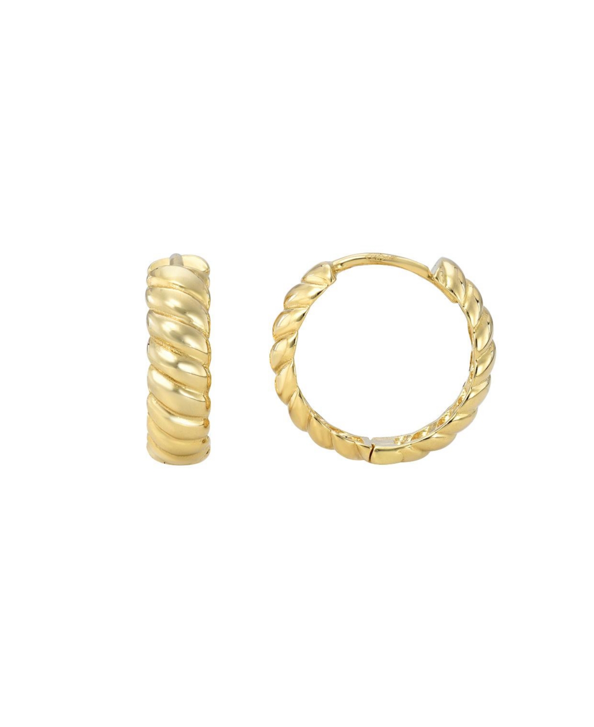 14K Gold Braided Huggie Earrings - Gold