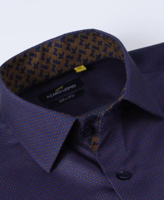 Men's Business Geometric Long Sleeve Button Down Shirt