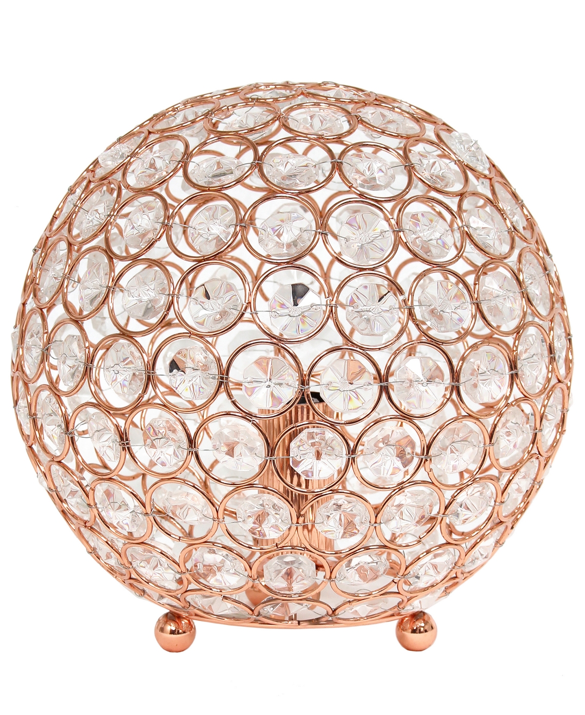Elegant Designs Elipse 8" Crystal Ball Sequin Table Lamp In Rose Gold-tone