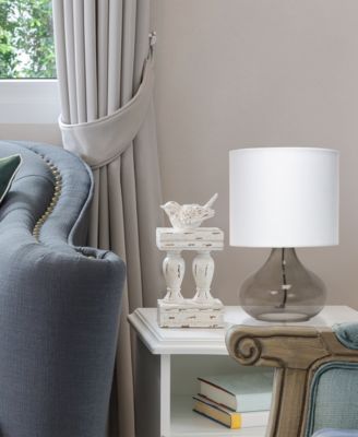 Glass Raindrop Table Lamp with Fabric Shade, Green with White Shade