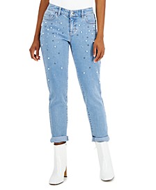 Women's Mid-Rise Embellished Straight-Leg Jeans, Created for Macy's