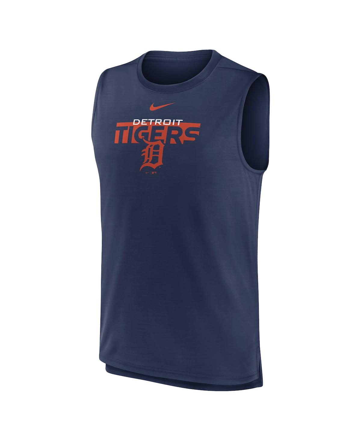 Shop Nike Men's  Navy Detroit Tigers Knockout Stack Exceed Performance Muscle Tank Top