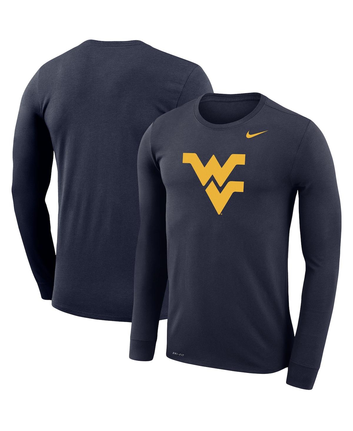 Men's Nike Navy West Virginia Mountaineers School Logo Legend Performance Long Sleeve T-shirt