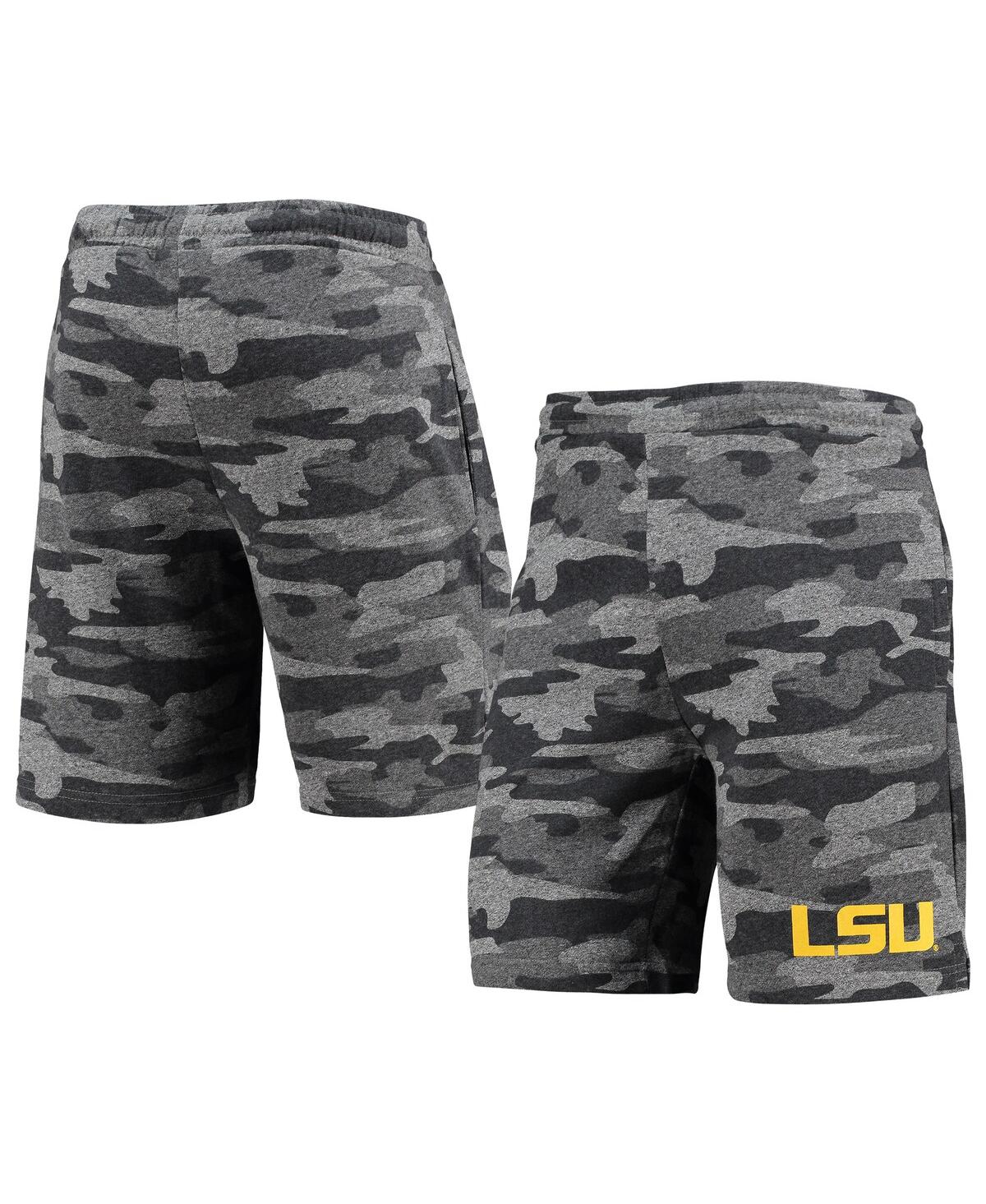 Concepts Sport Men's  Charcoal, Gray Lsu Tigers Camo Backup Terry Jam Lounge Shorts In Charcoal,gray