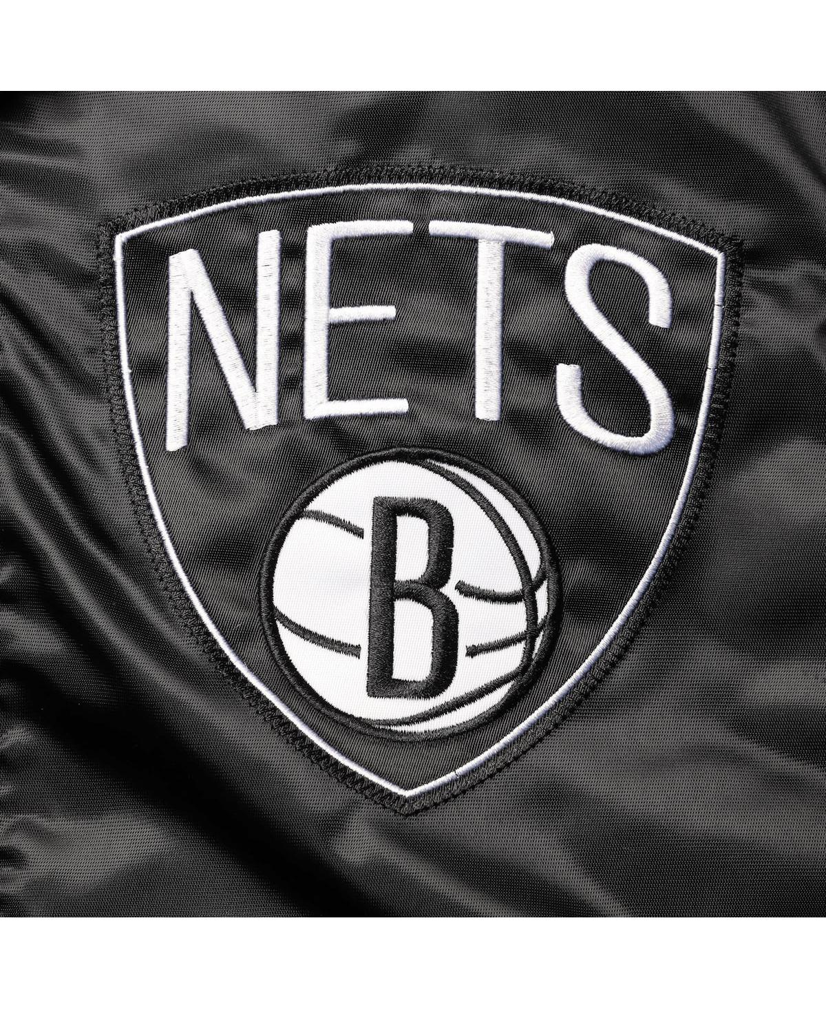 Shop Starter Men's  Black Brooklyn Nets The Captain Ii Full-zip Varsity Jacket