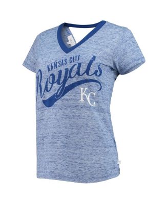 Women's Royal Kansas City Royals Hail Mary Back Wrap Space-Dye V-Neck T-shirt