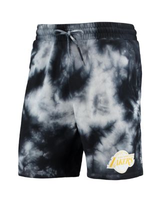 Men's Black Los Angeles Lakers Fleece Tie-Dye Shorts