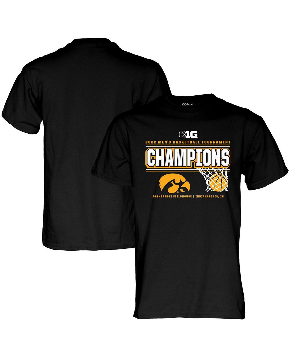 Shop Blue 84 Men's  Black Iowa Hawkeyes 2022 Big Ten Men's Basketball Conference Tournament Champions T-sh