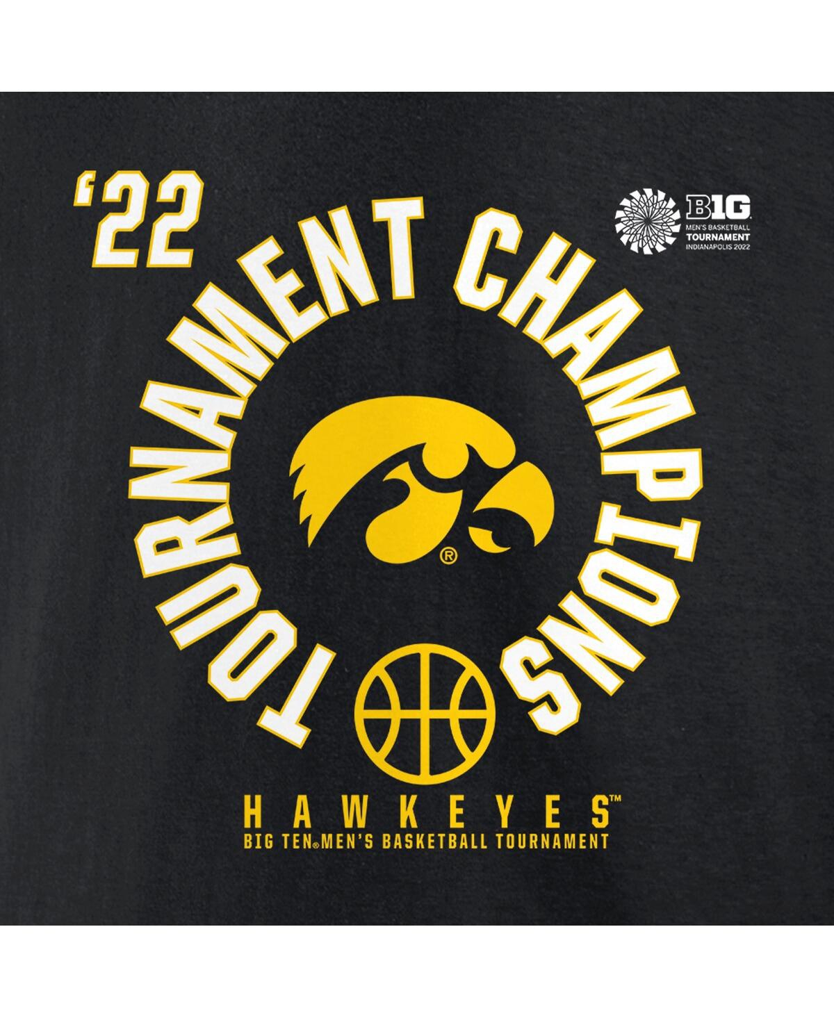 Men's FanaticsIowa Hawkeyes 2022 Big Ten Men's Basketball Conference Tournament Champions T-shirt - Black