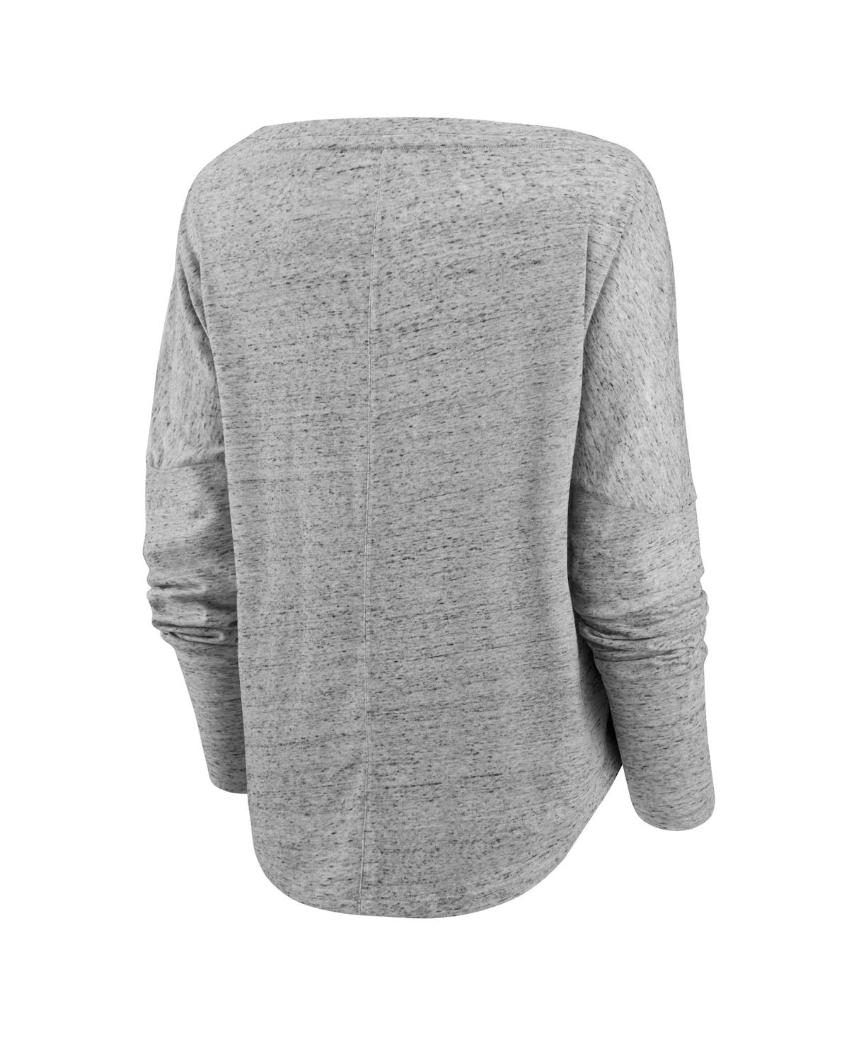 Women's FanaticsPhiladelphia 76ers Nostalgia Off-The-Shoulder Long Sleeve T-shirt - Heathered Gray