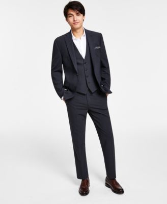 Bar Iii Mens Slim Fit Solid Wool Suit Separates Created For Macys In Navy