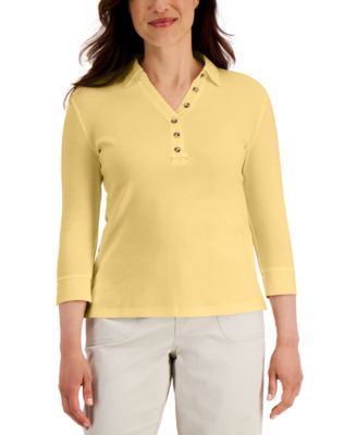 Karen Scott - V-Neck 3/4-Sleeve Cotton Top