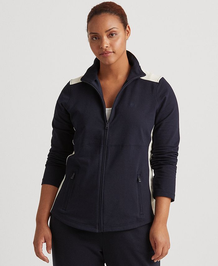 Lauren Ralph Lauren Women's Plus-Size Cotton-Blend Zip-Up Track Jacket -  Macy's