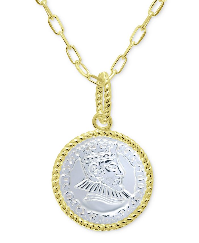 Giani Bernini Two-Tone Coin Pendant Necklace in Sterling Silver & 18k ...