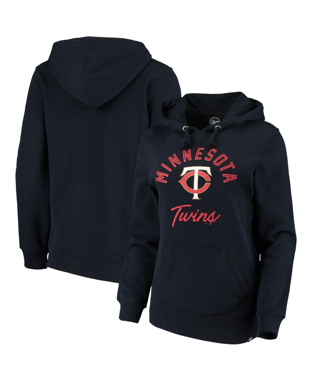 47 Brand Women's '47 Navy Minnesota Twins Hollow Script Headline Pullover Hoodie In Navy