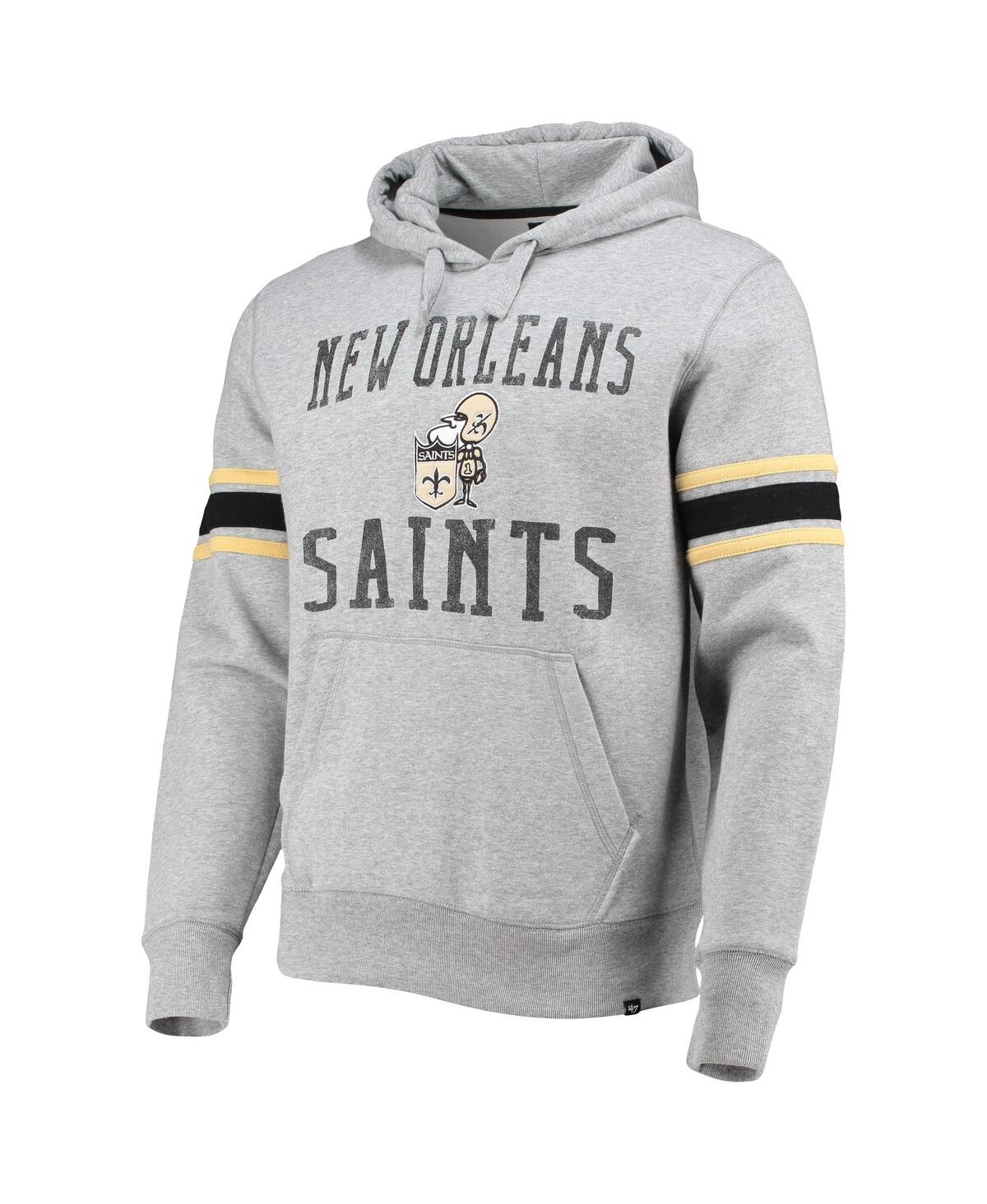 Shop 47 Brand Men's '47 Heather Gray New Orleans Saints Double Block Throwback Pullover Hoodie In Heathered Gray