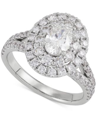 Macy's - Diamond Oval-Cut Halo Engagement Ring (2 ct. t.w.) in 14k White Gold