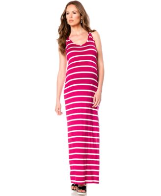 A Pea in the Pod - Maternity Striped Swim Cover-Up Maxi Dress