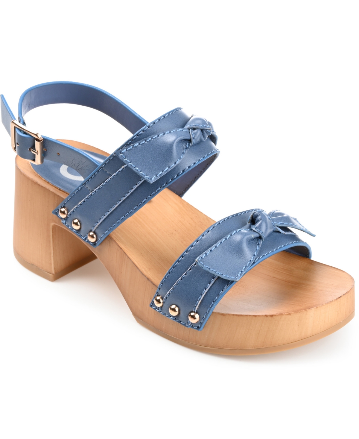 Journee Collection Women's Tia Bow Detail Platform Sandals In Blue