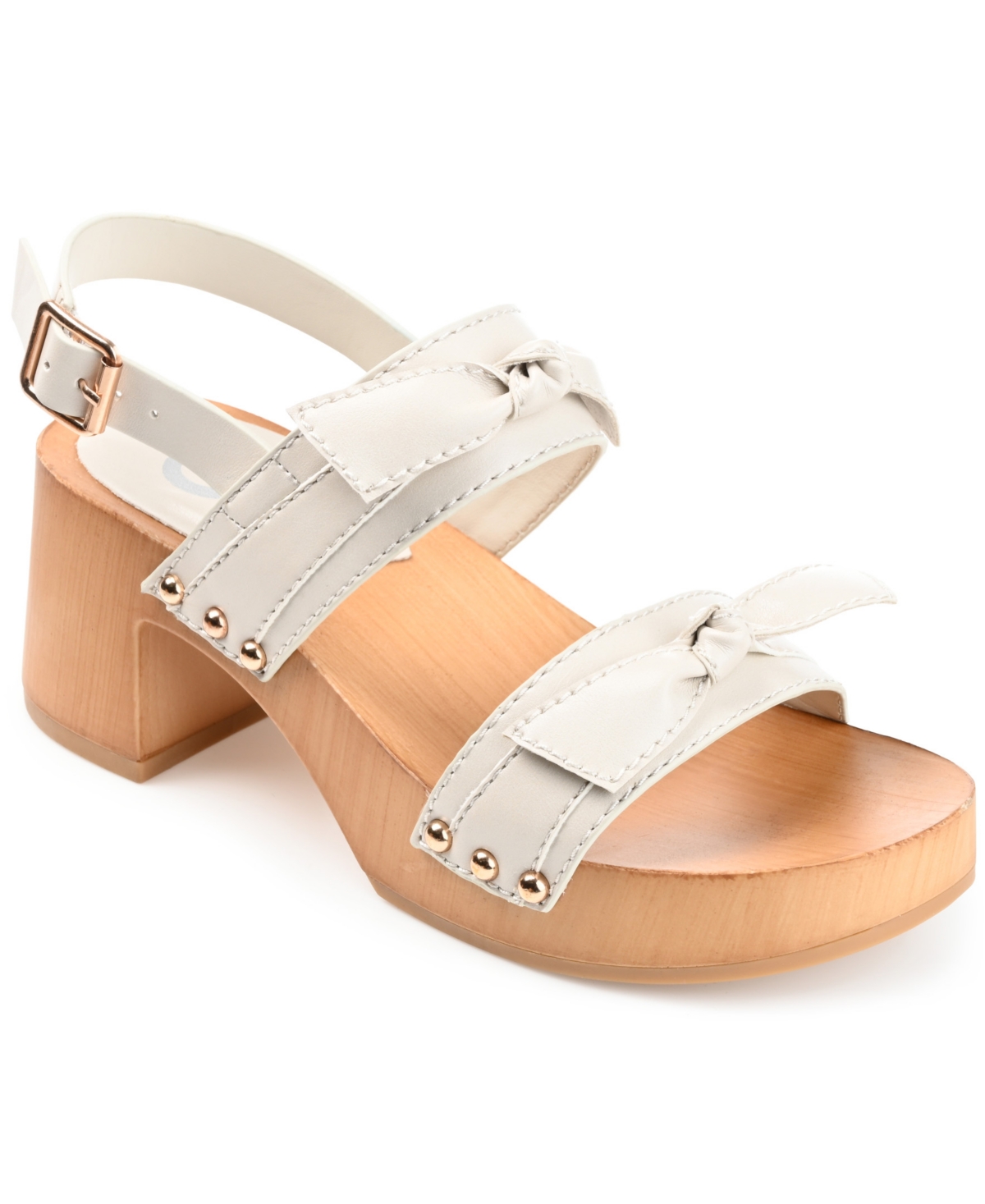 Shop Journee Collection Women's Tia Bow Detail Platform Sandals In Ivory