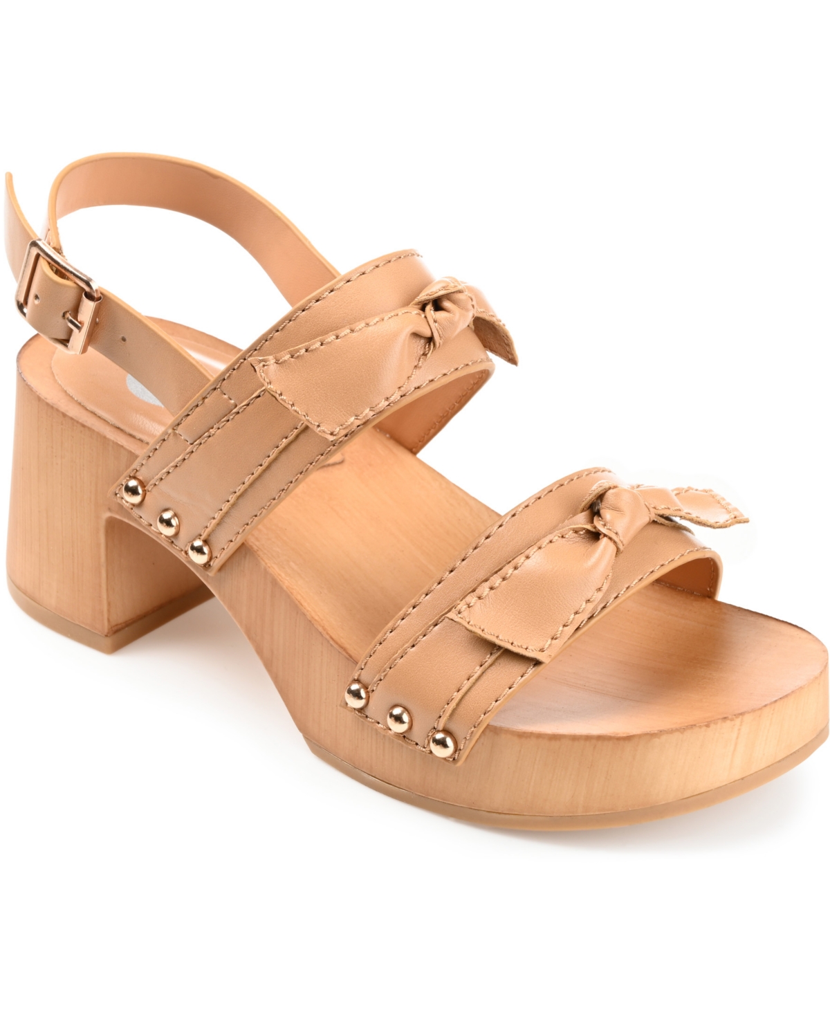 Shop Journee Collection Women's Tia Bow Detail Platform Sandals In Tan