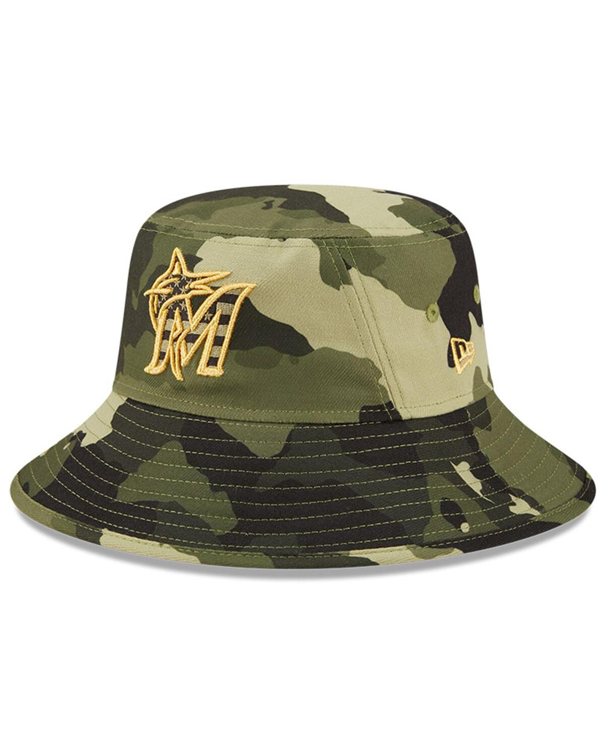 Shop New Era Men's  Camo Miami Marlins 2022 Armed Forces Day Bucket Hat